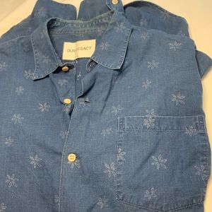 Our Legacy denim half button long sleeve shirt